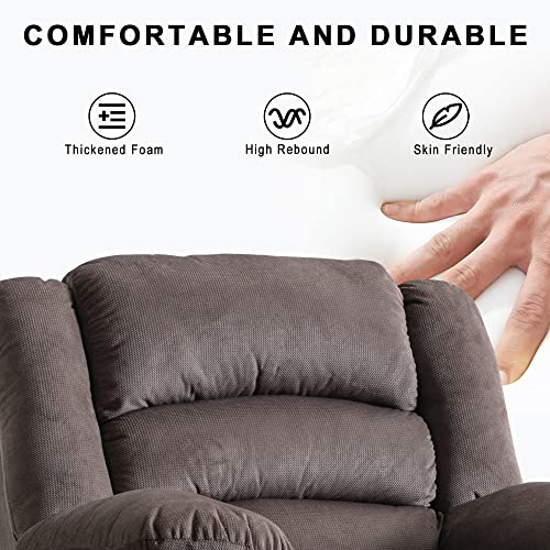 Image of EBELLO Classic Power Recliner Chair, Oversized Electric Overstuffed Reclining Chair with Thick Cushion and Back,Single Sofa with Comfortable Armchair, Brown, 2Pcs