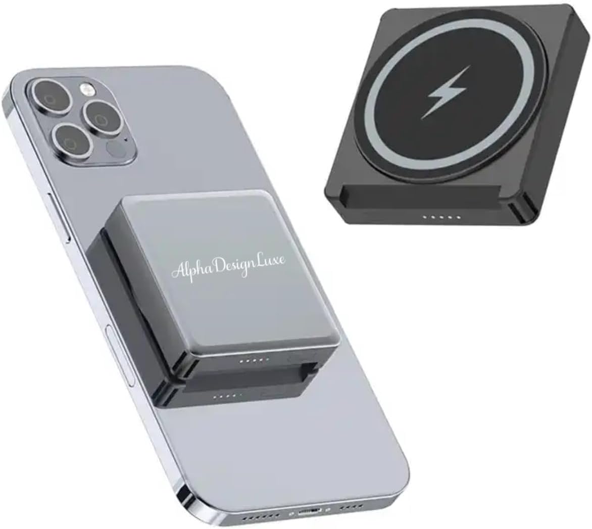 Latest 2024 Magnetic Power Bank Fast Charging 10000mAh Wireless Mag-Safe Charger Portable Battery Pack for Mobile Devices Cell Phones Smartphones iPhone Android Samsung (Mirror Gray)
