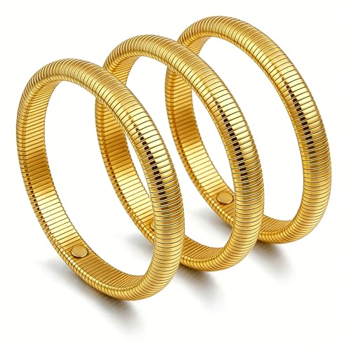 Awinesn 18K Gold Plated Bracelets for Women Gold Bangles for Women Chunky Bangle Bracelets for Women...