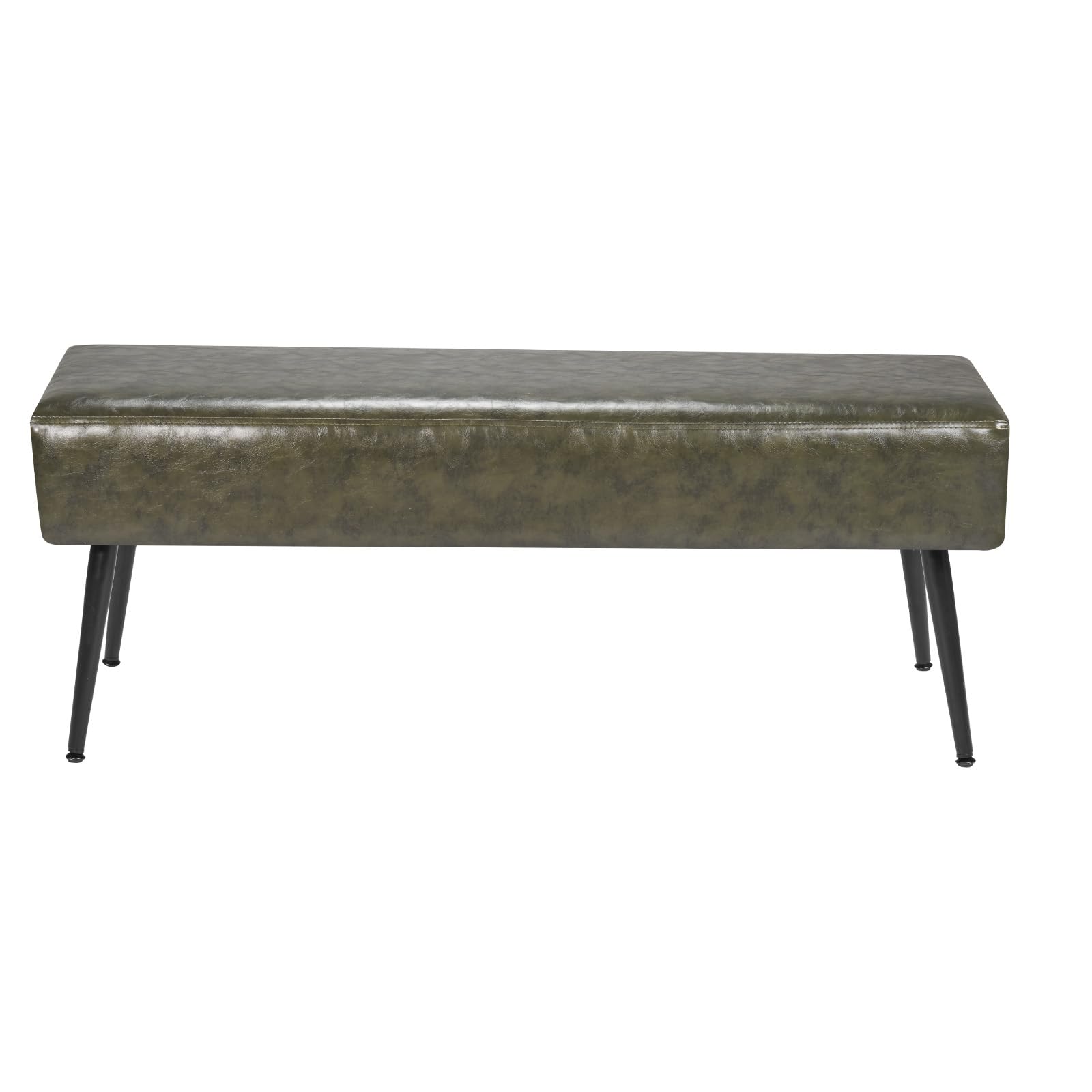 VEVOR Banc en Cuir PU de 110 x 40 x 43 cm, Bout de Lit avec Pieds en Métal, Banquette Moderne, Meuble Repose-Pieds pour Chambre à Coucher, Entrée, Salon, Salle à Manger, Couloir, Maison, Vert