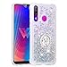 Produktbild FAWUMAN Hülle für LG W30 Diamant Ring Flüssig Herzform Treibsand Silikon TPU Bumper Hülle für LG W30 (Silber)