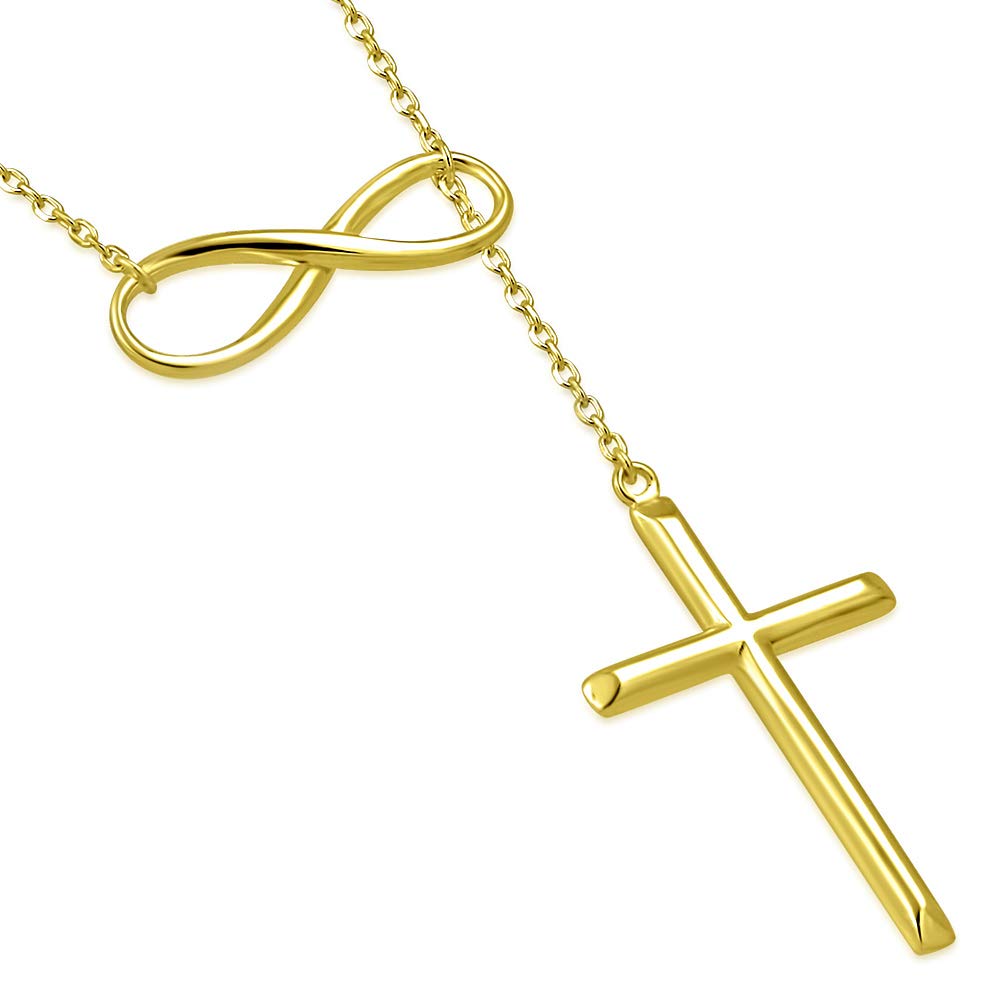 My Daily Styles925 Sterling Silver InfinitySilver Cross Necklaces For Women - Cross Pendants 3 Color Styles Religious Jewelry with Adjustable Chain - Top Gifting Idea