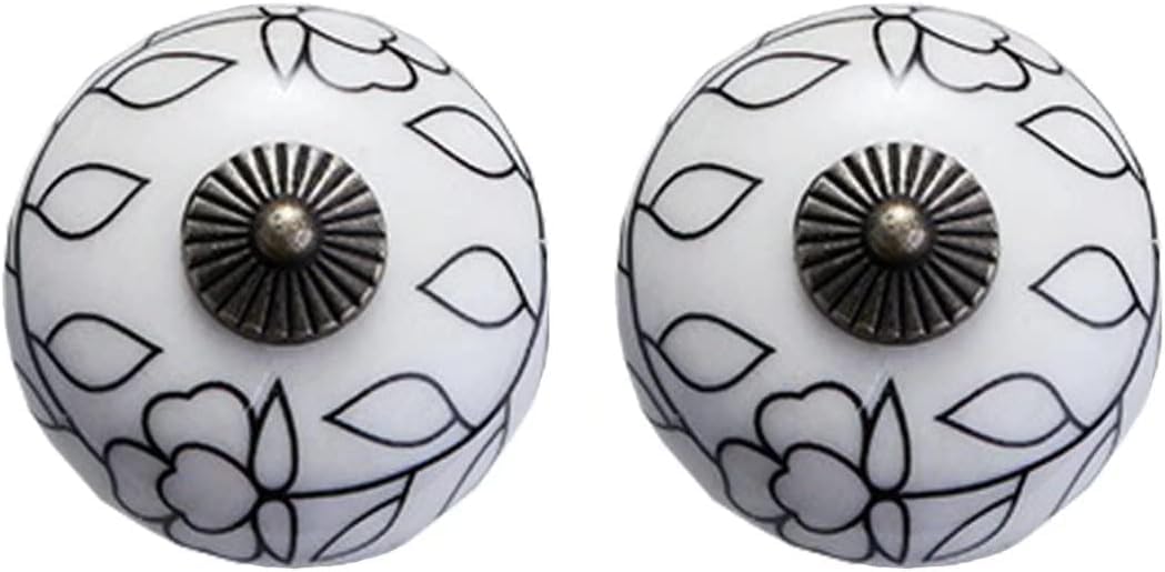 Qzhaxityt Style C Ceramic Cabinet Knobs Pulls Ceramic Drawer Knobs European Ceramic Knobs 2 Pcs Pull Handles For Drawers Wardrobe Cabinet Door(Style C)