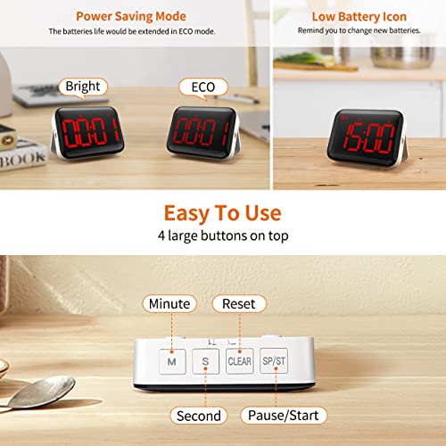 Digital Kitchen Timer, Magnetic Large Display for Cooking & Classroom - Image 5