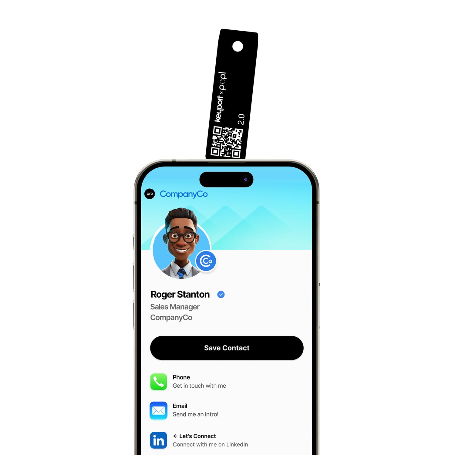 KeyportPopl x Digital ME Key 2.0 - Digital Business Card | Electronic Business Card for Key Organizer Keychain | Smallest NFC Business Card with QR Code for Smart Networking | Tap to Share (Black)