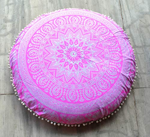 Coussin de sol mandala 80cm boho taie d'oreiller de méditation bohème grand format avec insert - 2