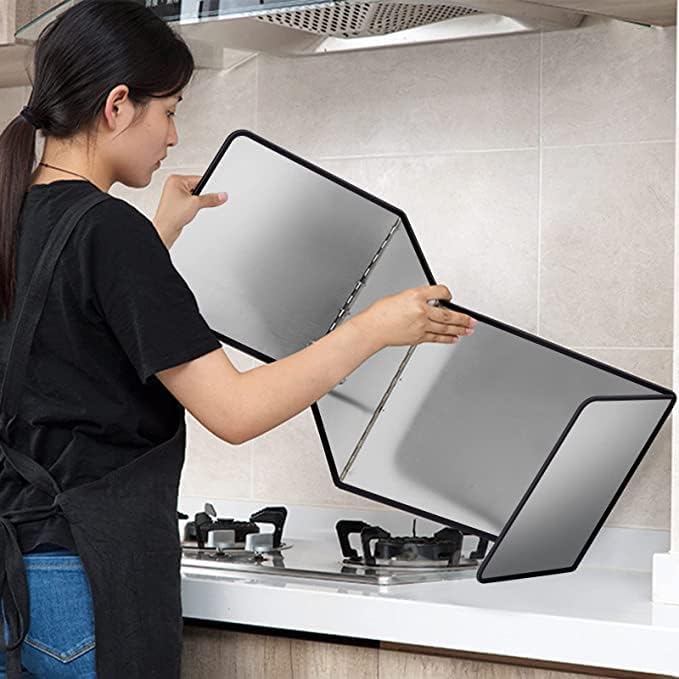 Miniatura 3 de Protector contra salpicaduras para freír antiadherente, 3 caras, plegable, pantalla contra salpicaduras de grasa de acero inoxidable, protector