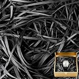 Nasxkji 250g Füllmaterial Geschenk Schwarz Verpackungsmaterial Füllmaterial Raffia Deko Stroh für Geburtstag Jahrestag Abschlussfeier Neujahr Geschenk DIY Dekorations