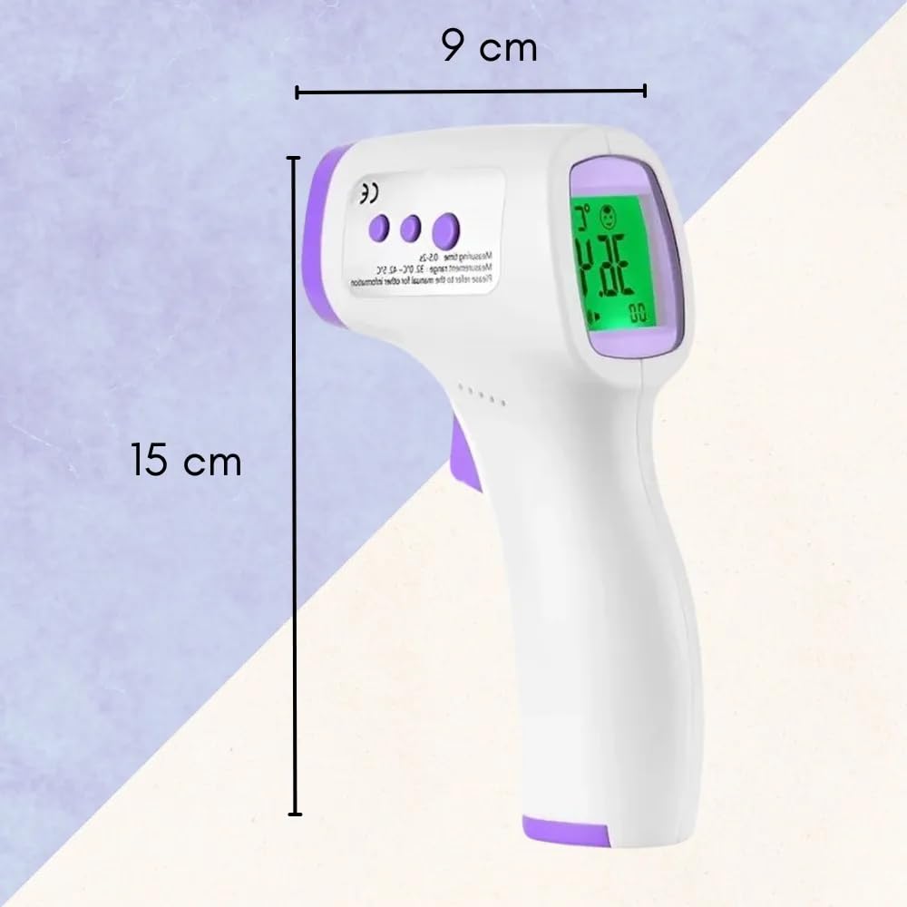 Termômetro Infravermelho Digital Premium 3 em 1 Sem Contato Certificado FDA com Sensor de Alta Precisão para Testa Corpo Alimentos e Líquidos Alarme de Febre e Visor LCD