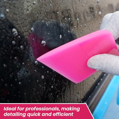 Image of PPF Squeegee Window Tint Tools Window Edge Trimming Scarper for Curved Surfaces Auto Car Paint Protection Film Install Tool (Pink) - Set of 5