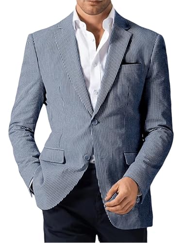 Men Seersucker Striped Blazer Sports Coat Jacket for Men Classic Summer Seer Sucker Suit Beach Wedding Tuxedo Blazers