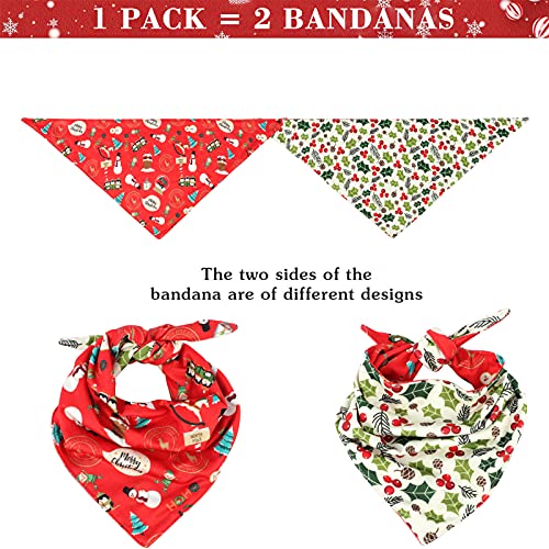 Vipith Double Sided Christmas Dog Bandana, Elastic Washable Triangle Merry Christmas Snowman Tree Elk Dog Scarf Bib For Small Medium Large Dogs Cats Pets… #TOP3