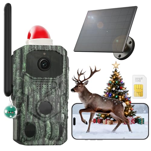 Xega 4G【Detección PIR 3】 Cámara de Caza con Tarjeta SIM y App,2K HD Solar Camara Fototrampeo sin WiFi,Nocturna Invisible 940nm,0,1s Activación,Batería de 7800 mAh,Audio Bidireccional,TF/Nube,GPS IP66