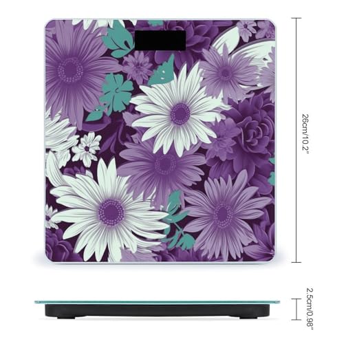 Báscula Digital Smart Floral Blanca Púrpura 180kg miniatura 2
