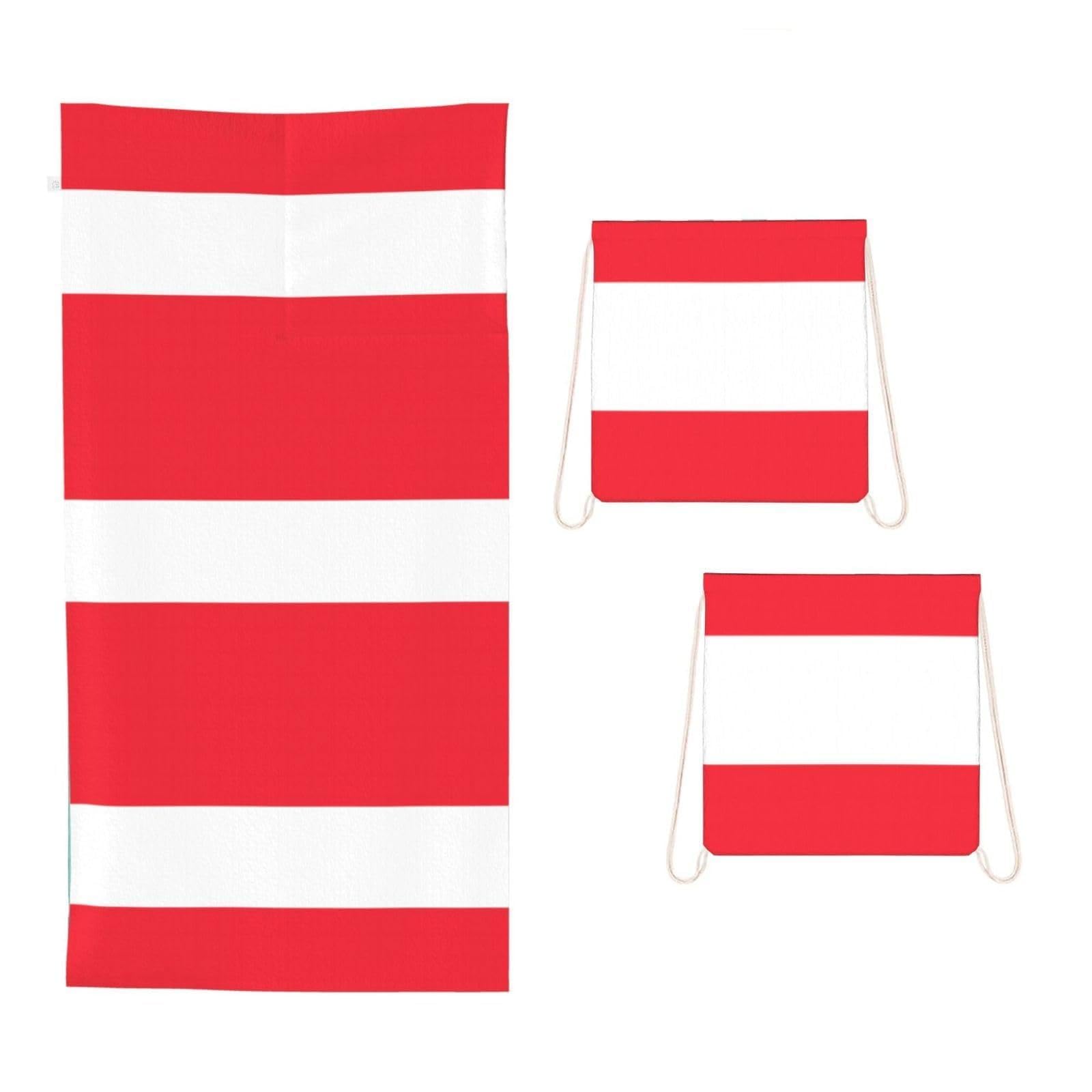 CNTDBU Austrian flag 2 in 1 Packable Towel Bag-Large Beach Towel with Stuff Sack, Super Absorbent Microfiber Travel Towel for Pool