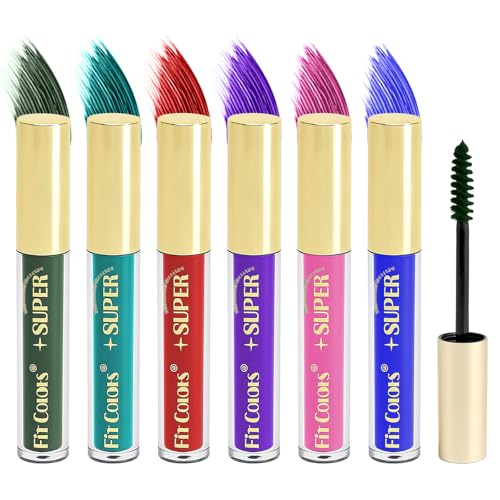 Bunte Wimperntusche Set 6 Farben Wimperntusche Wasserfest Volumizing & Curling Mascara Langlebig Wimperntusche Charmante Lang Anhaltende Augen Makeup für Weihnachten Halloween Party Hochzeiten