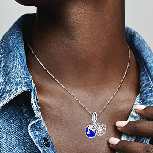Image of Spinning Globe Airplane World Map Bule Earth Dangle Charm Bead for European Bracelet Birthday Graduation Gifts for Her