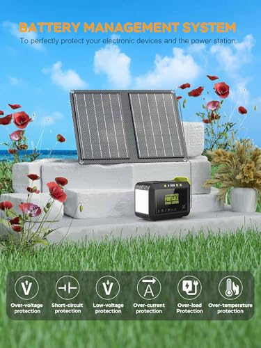 MARBERO Camping Solar Generator 88Wh Portable Power Station 120W Peak Generator with Solar Panel Included 21W, AC, DC, USB QC3.0, LED Flashlight for Outdoor Home Camping Fishing Emergency Backup - Image 6
