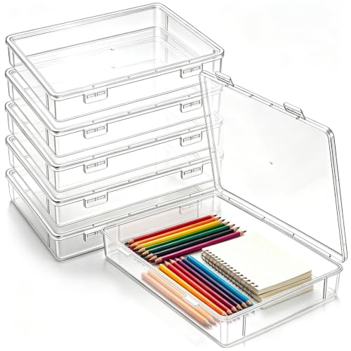 Image of Jetec 6 Pieces Mini Plastic Clear Beads Storage Containers Box for Collecting Small Items, Beads, Jewelry, Business Cards, Game Pieces, Crafts (13.3 x 9.3 x 2 Inch)