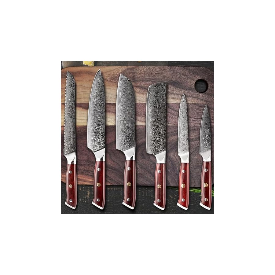Kitchen-Knife-Set-6-Piece-Professional-Damascus-Chef-KnivesSharp-High-Carbon-Stainless-Steel-BladeVG10-67-Layers-Full-Tang-Deluxe-Damascus-Steel-Knife-Set Kitchen Knife Set 6 Piece Professional Damascus Chef Knives,Sharp High Carbon Stainless Steel Blade,VG10 67 Layers, Full Tang Deluxe Damascus Steel Knife Set