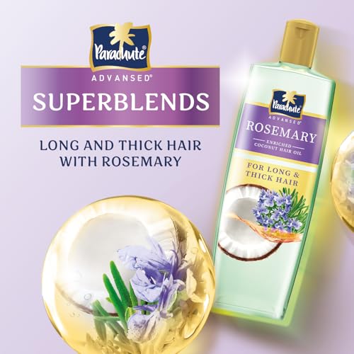 Image of Parachute Advansed Rosemary-enriched Coconut Hair Oil + 100% Pure Rosemary Essential Oil | Moisturises dry hair, Reduces hair breakage, Improves hair Resilience | 300ml + 14ml