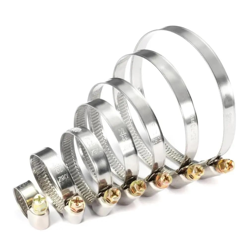 Hose Clamps Stainless Steel 20Pcs/Set Pipe Clamps Stainless Steel Hoop Hose Clips Fuel Hose Pipe Clamps(20Pcs 32-50mm)