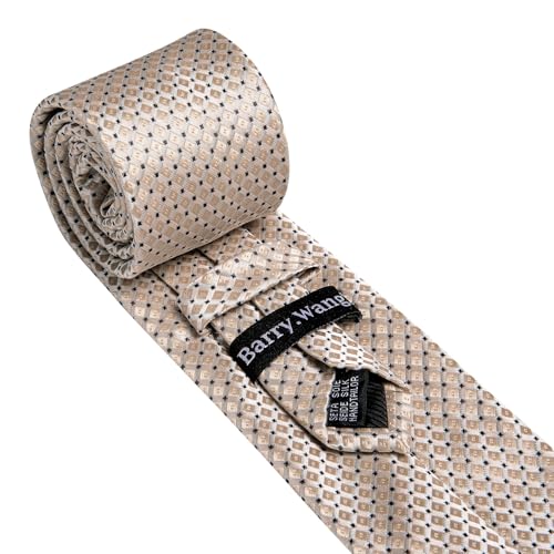 Image of YOHOWA Men Plaid /Striped Ties Set Silk Business Wedding Formal Fashion Necktie and Pocket Square Cufflinks Set