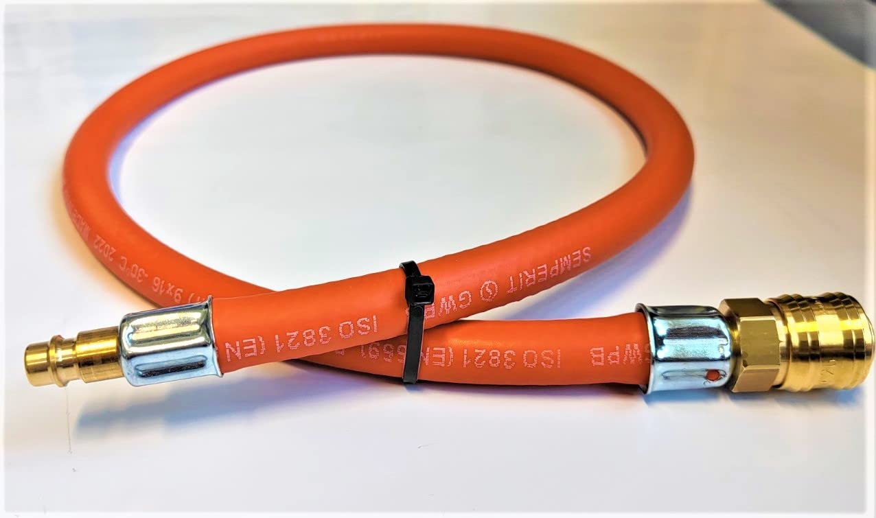 Gasschlauch Propan Butan | 300cm (3m) | 6,3mm | DN 7,2 Type 26 - RQS Schnellanschluss (Buchse) LKS Anschluß | Propangasschlauch | Gas Hose für Anschluss an eine Gasflasche oder einen Herd