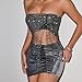 Women's Glitter Halter Tops Sparkle Crystal Rhinestone Chain Crop Top Metal Sequin Club Party Rave Nightclub Outfit Black-02-XS