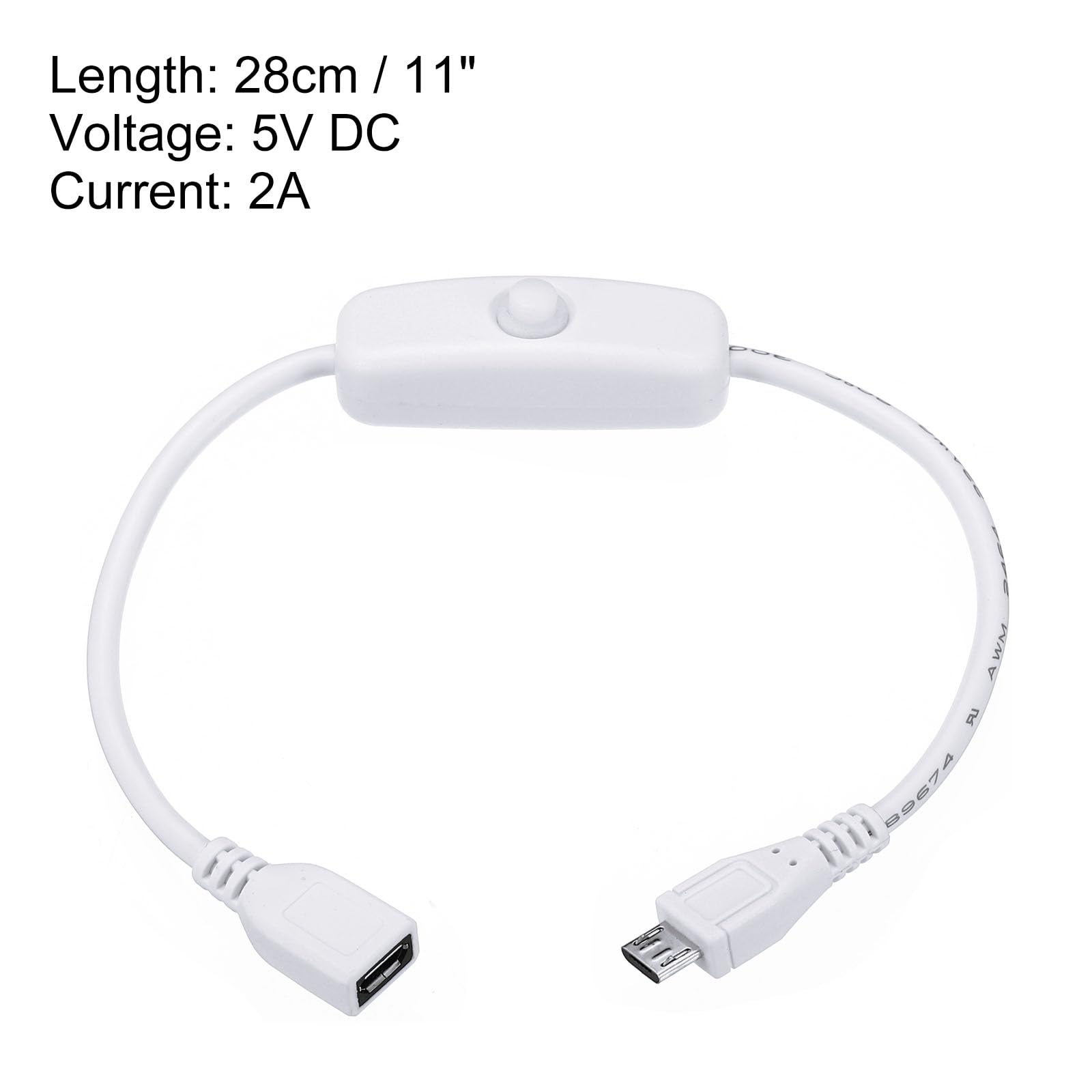Prolunga USB Con Interruttore ON/OFF – Cavo Alimentazione 1m Da USB A DC 5,5x2,1mm Per Ventole, LED – Nero - 2