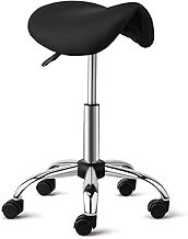 Massage Stool, Horse Saddle Stool 360° Swivel Height Adjustable for Salons, Beauty Shops, Clinics, Offices (Black 1)