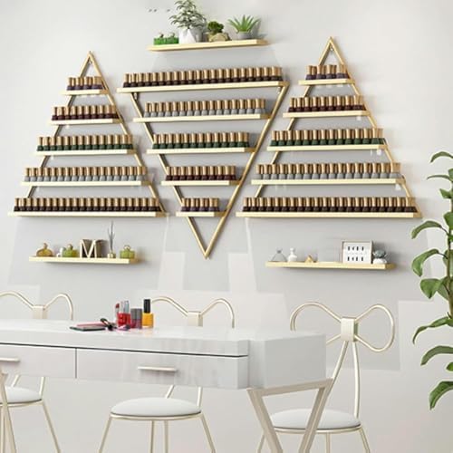 Wall-Mounted Nail Polish & Lipstick Organizer Rack - 6 Set 5-Tier Cosmetic Storage Shelves, Iron Perfume Holder for Salon & Home, Stylish White Design