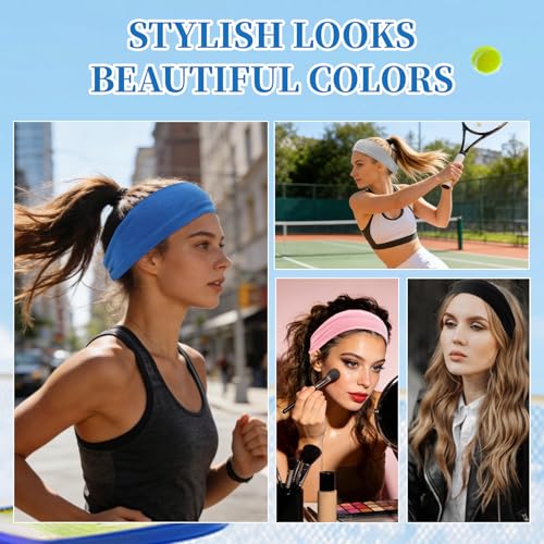 Image of YARIEW 6Pcs Headbands Paisley Bandanas Head Bands Sweat Band Hair Wrap Headwrap Fashion Boho Wide Thick Workout Yoga Elastic Headbands Mens Cooling Running Sports Headband Sweatbands for Women and Men