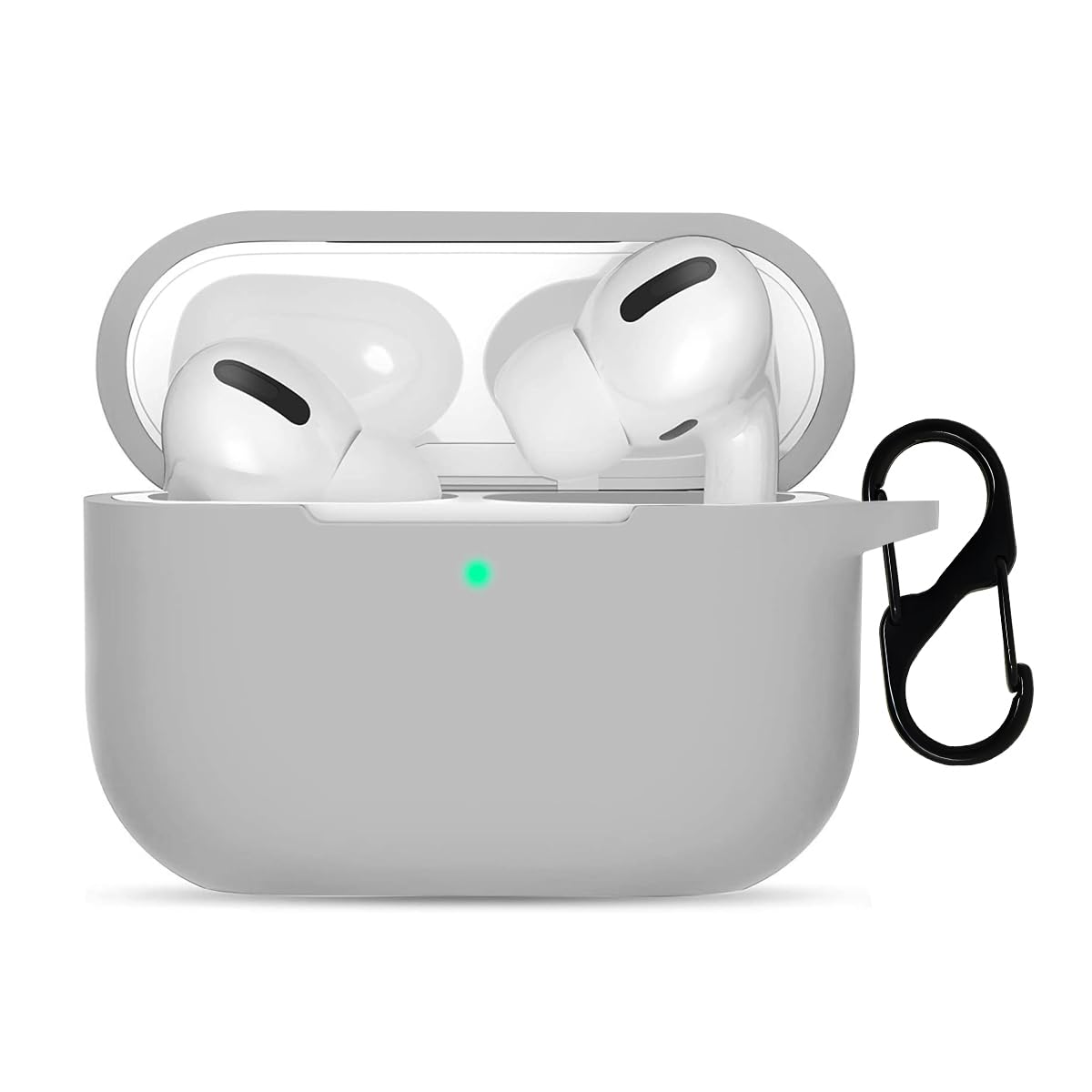 LIRAMARK Silicone Soft Case Cover with Buckle for Airpods Pro (2019), AirPods Pro 1st Generation (Grey)-image-42