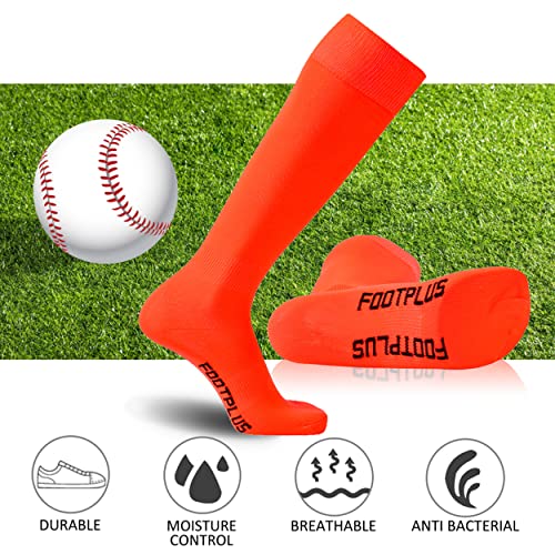 Image of FOOTPLUS Baseball Softball Socks,Unisex Over Knee High Solid Sports Rugby Summer Soccer Camps Socks