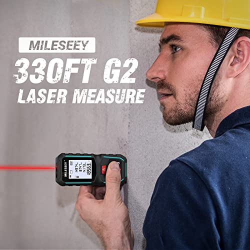 Image of MiLESEEY G2 Laser Measurement Tool 330FT (Ft /in /M /Ft+in) with Angle Sensor, Laser Measuring Tool with Pocket Clip, Distance Area Volume Measure and Pythagoras, ±1 /16 in Accuracy