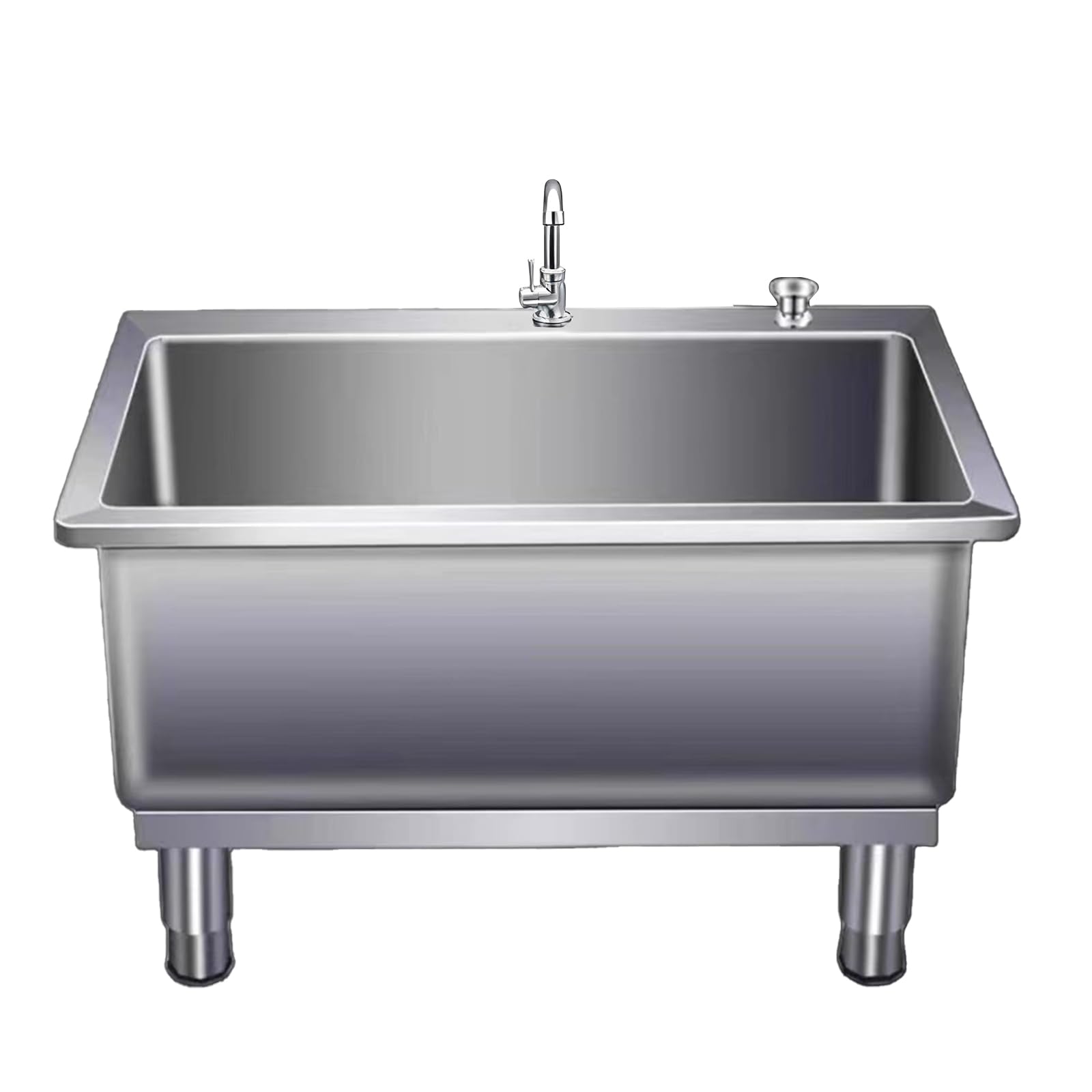 TAXXII Household/Commercial Laundry Slop Sink with Faucet & Drain, Commercial Stainless Steel Mop Service Basin for Kitchen, Garage, Workshop(60x40cm/23.6x15.7in,silver)