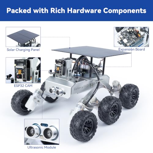 Image of SunFounder GalaxyRVR Mars Rover STEM Kit for Arduino, Compatible with Uno R3, Rocker-Bogie Suspension,Scratch,C,Camera, FPV, for Students, Educators, Engineers