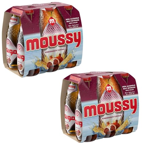 Image of Moussy Non Alcoholic Beer Pomegranate Flavour, 330ml Each (Pack of 12, 12 X 330ml)