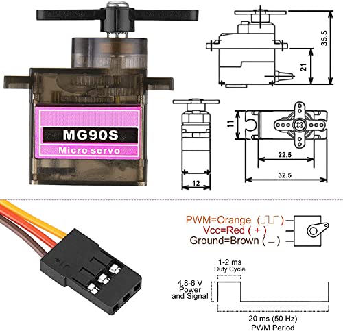 Seamuing 6Pcs Mg90S Micro Servo 9G Servo Motor Metal Geared Micro Servo Motor 9G Smart Robot Car Helicopter Plane Boat #TOP2