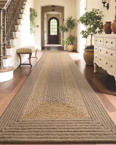 Image of Handmade Rectangular Jute Carpet Beige - Natural Fiber Rug for Living Room & Bedroom | Eco-Friendly & Durable | Size 3x8 Feet, Color- Beige
