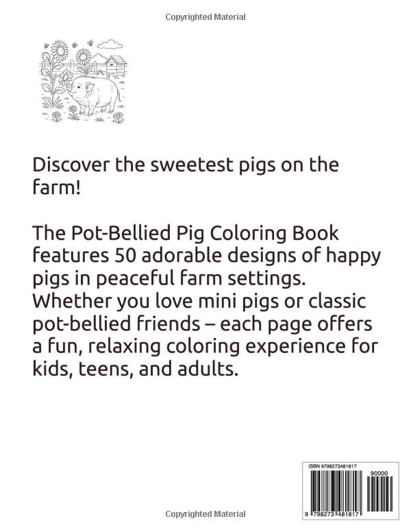Pot-Bellied Pig Coloring Book: Cute Mini Pig Adventures on the Farm: Adorable Pot-Bellied, Mini, and Vietnamese Pig Coloring Pages for Kids, Teens, and Adults – 50 Fun and Relaxing Farm Animal Scenes image 3