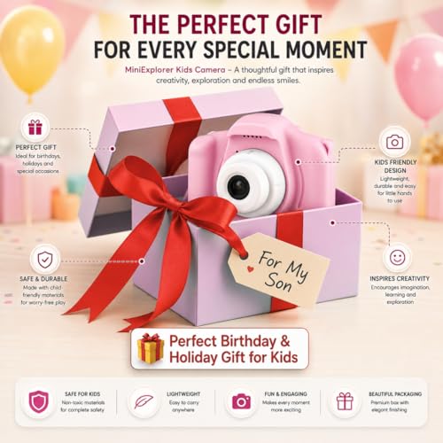 Image of MiniExplorer Mini Camera for Kids 3.0MP 1080P HD Video Digital Camera with 2-Inch Screen, USB Rechargeable Camera for Photo, Supports 32GB SD Card, Toys for Boys & Girls 7-14 Years - Pink