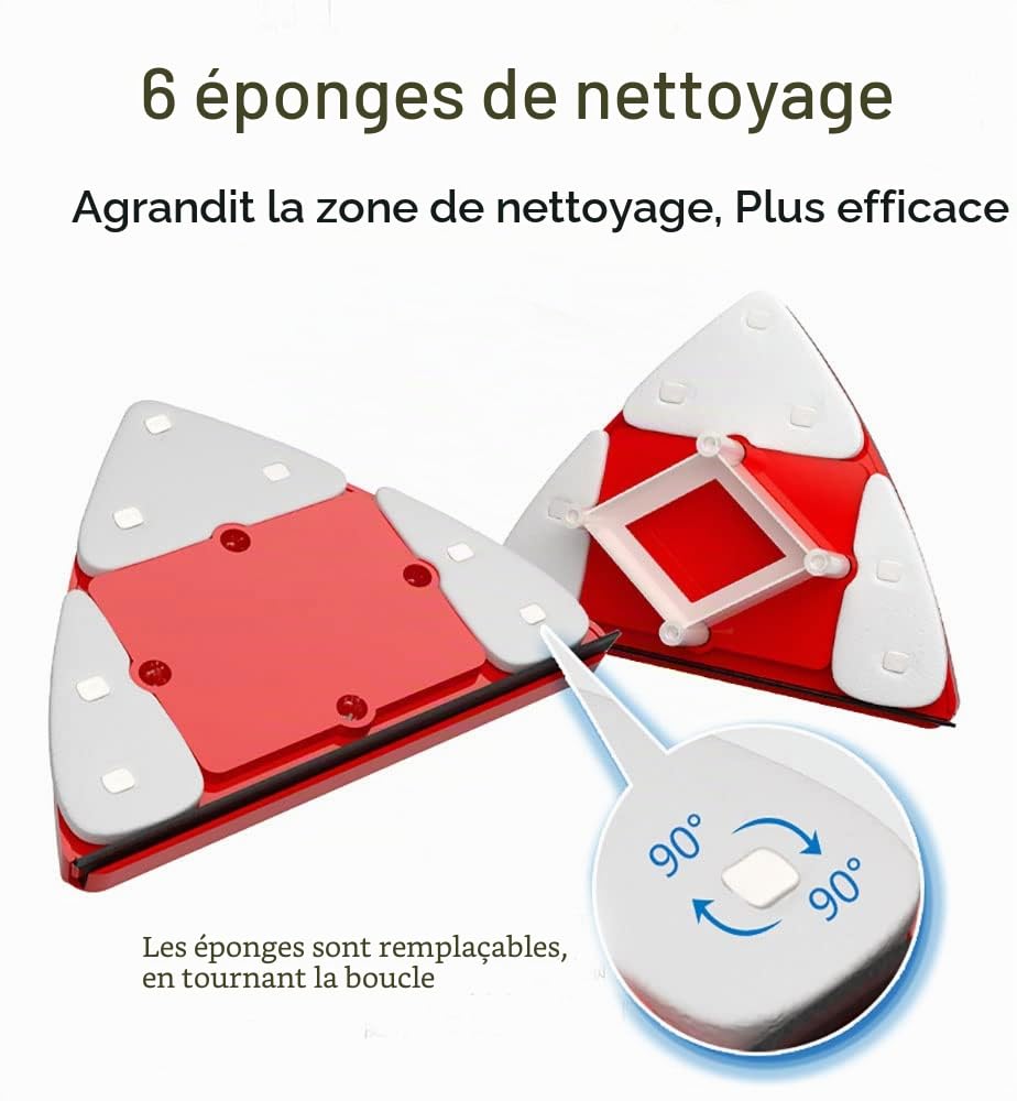 Fcare Nettoyeur de fenêtre magnétique extérieur, Brosse Double Face, Outils de Nettoyage pour vitres, réglable pour Le Nettoyage de fenêtres de Grande Hauteur, épaisseur de 0,8 à 3 cm (Rouge)