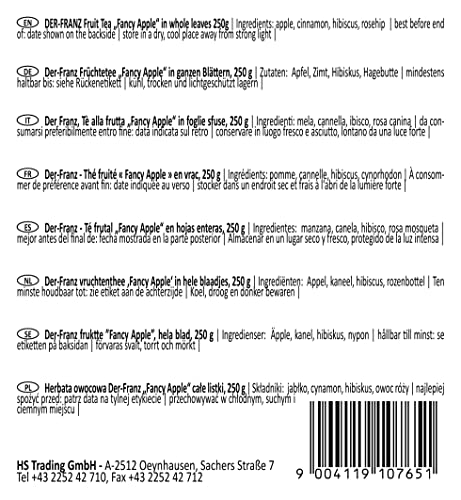 Der-Franz - Té frutal "Fancy Apple" en hojas enteras, 250 g - Imagen 6