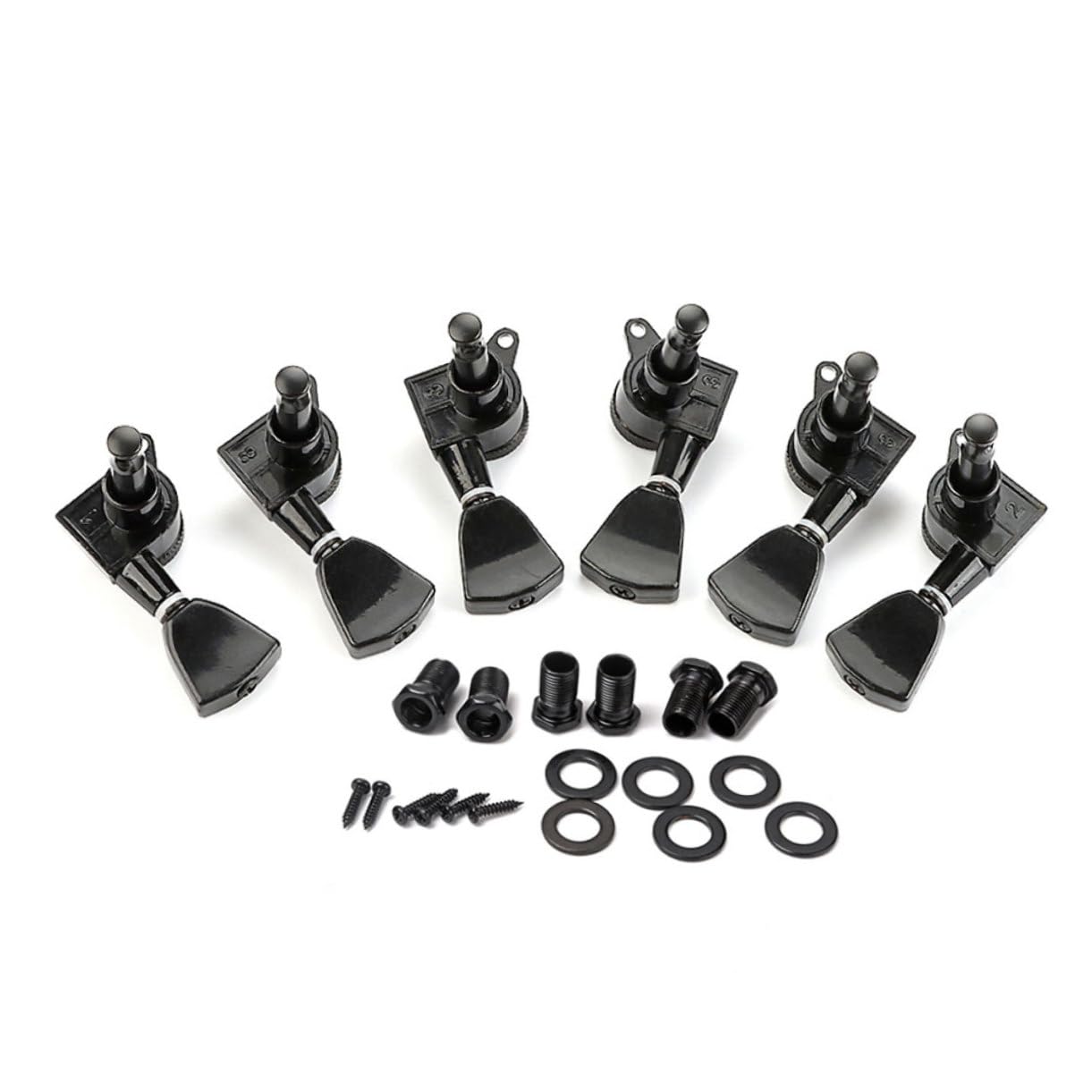 Gitarrenstimmwirbel 3r3l mit Schloss, Schwarz, 1 Satz | Metallausführung, für Gitarre, Professioneller und Privater Einsatz, Leichtes Design, Zubehörteil