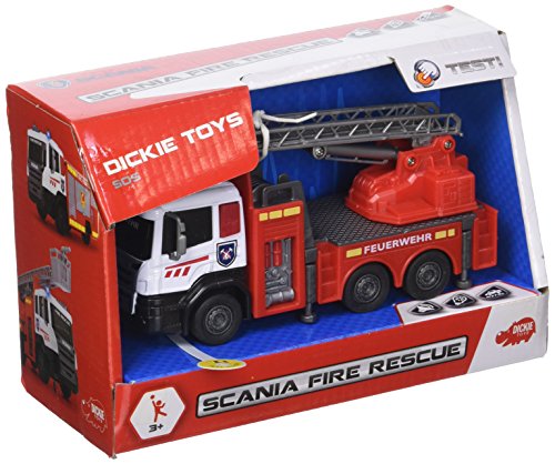 Dickie Toys 203712013 Scania Fire Rescue Fire Engine with Metal Cabin and Freewheel