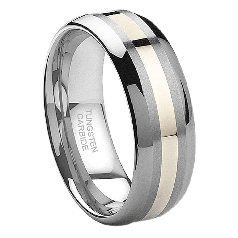 747 Hollywood Tungsten Carbide Ring with 14K Gold Inlay