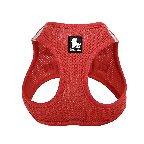 True Love Hundegeschirr, weiches Air-Mesh, verstellbar, reflektierend, Haustierweste für kleine und mittelgroße Rassen, Größe S, Rot