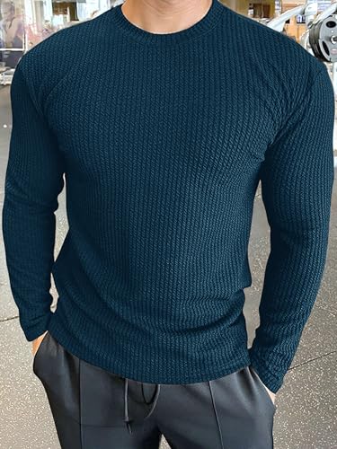 Image of Noble Monk Men's Round Neck T Shirt |Full Sleeves |Solid Pattern | Casual T-Shirt for Men